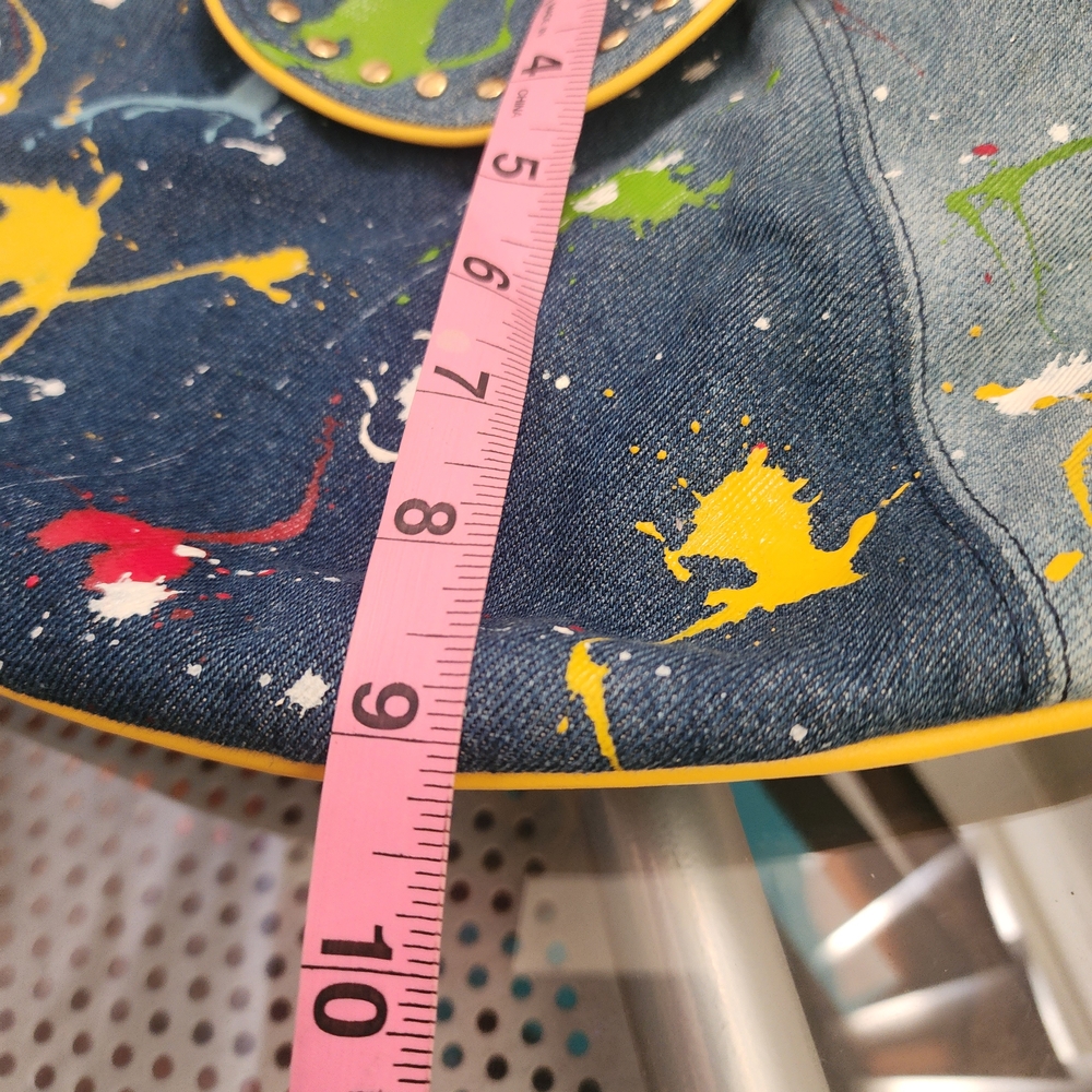 Junior Drake Y2K Paint Splatter Denim Shoulder Bag Heart Charms - Picture 10 of 10